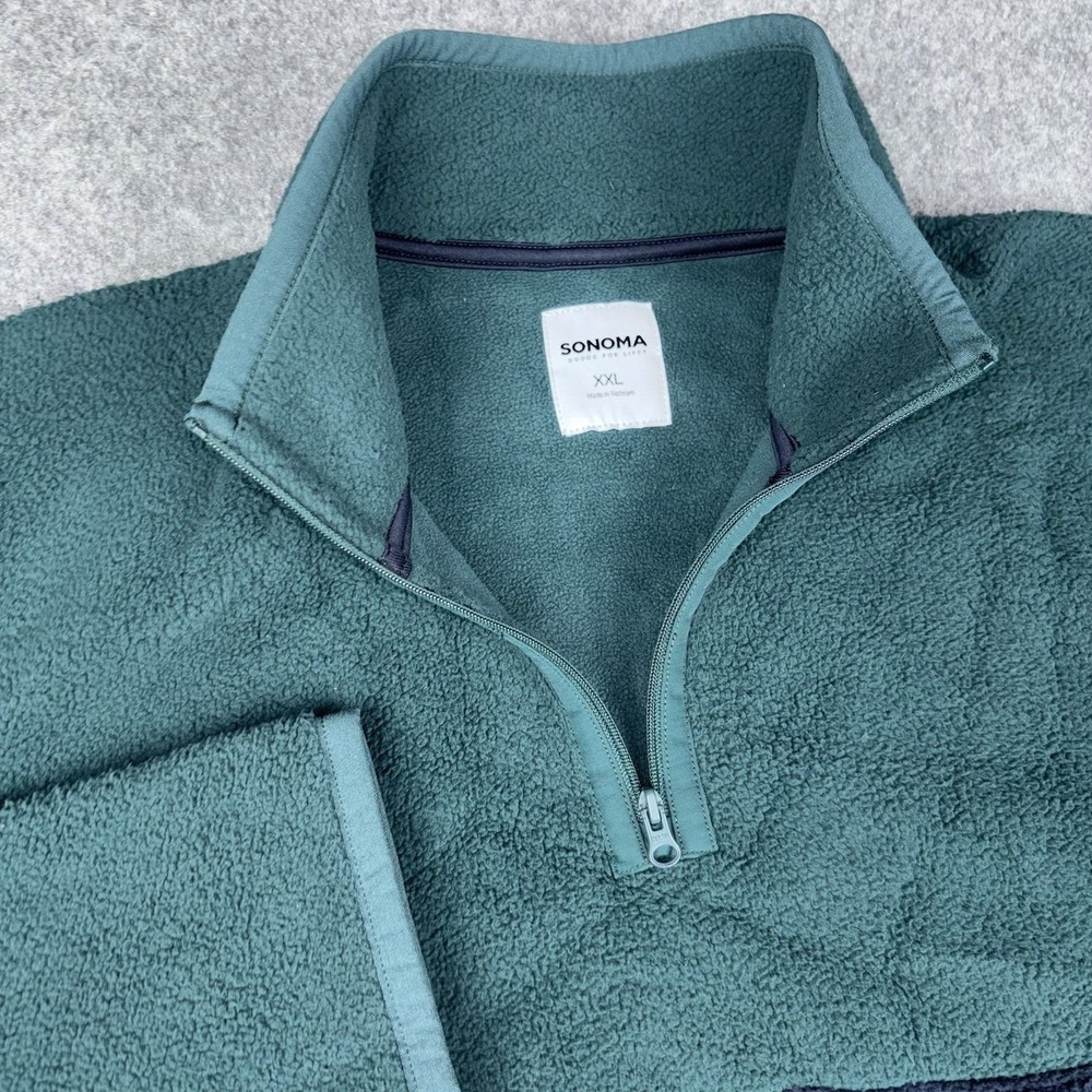 Sonoma Jacket Mens 2XL Green 1/4 Zip NWT Pullover Fleece Casual Outdoor New Tags